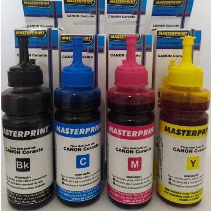 4 Refil de Tinta para impressora Canon - Masterprint G1100 G2100 G3100 G1110 G2110 G3102 G4110