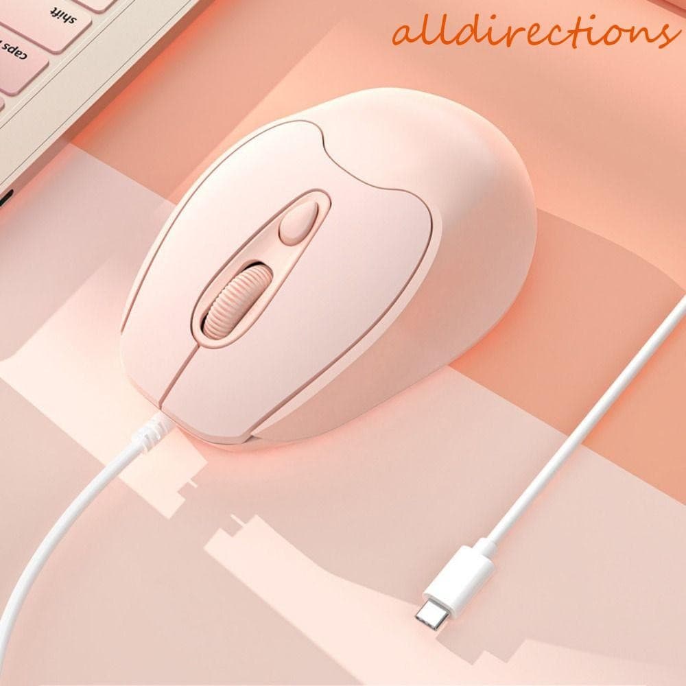 Mouse Mudo Com Fio ALLDIRECTIONS , USB Tipo C Ergonômico Cabo ABS