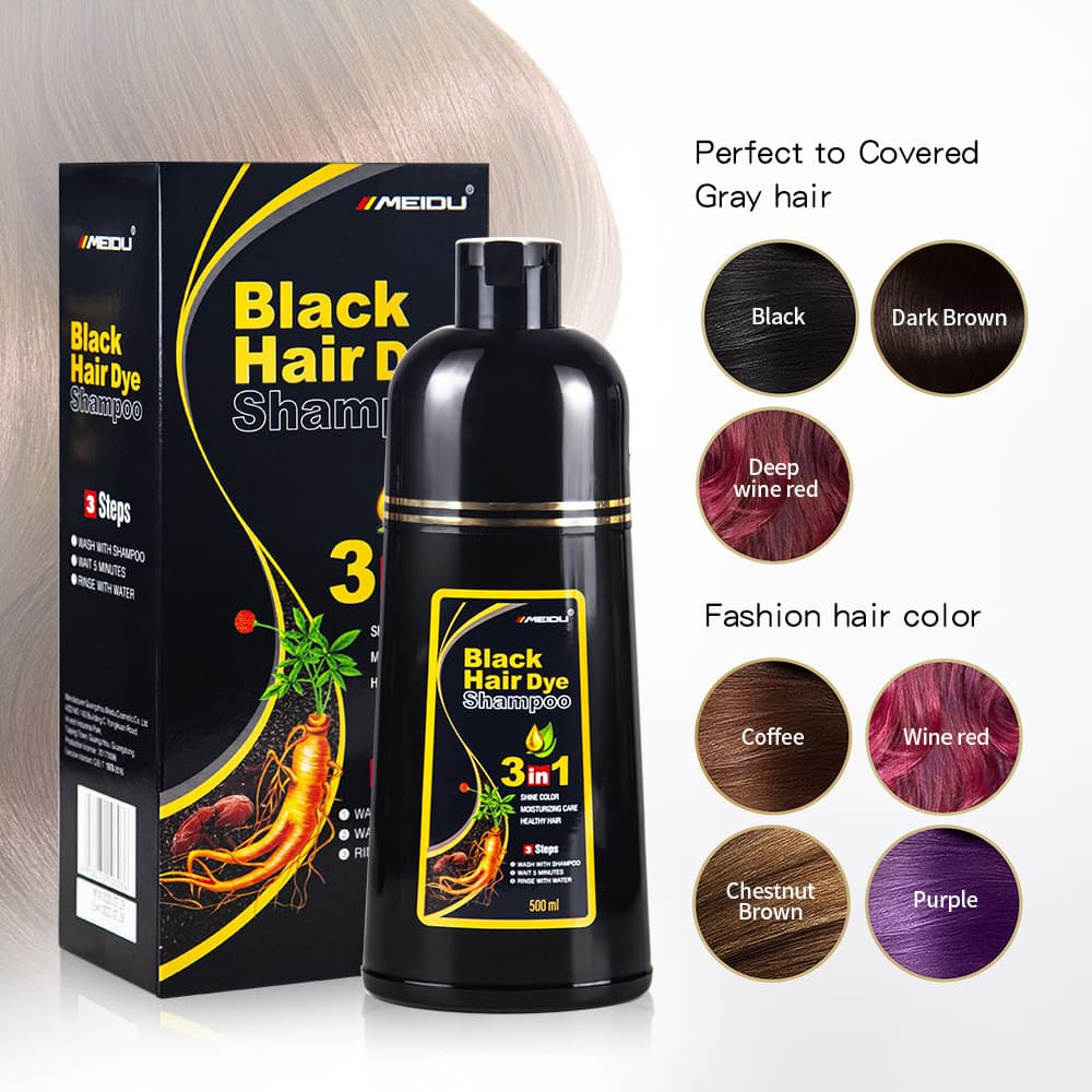 Mido One Black Hair Dye Shampoo Tintura de Cabelo Sem Enxágüe Shampoo Unisexo de Longa Duração 500ml