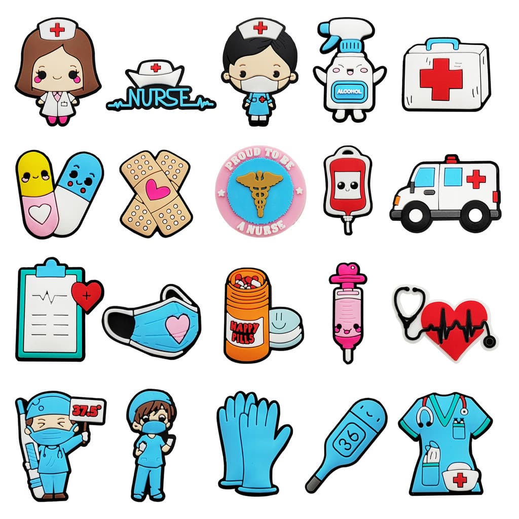 Acessórios para sandálias Pinos Enfermeira Colorfully Nurse Health Slipper Sapatos De Bricolage Botão De Encanto