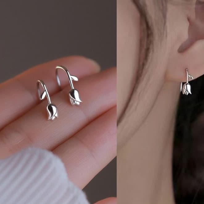 Brincos De Flor De Agulha Macia Estilo Hong Kong Elegante Nicho Design Tulipas Para Meninas PD2173