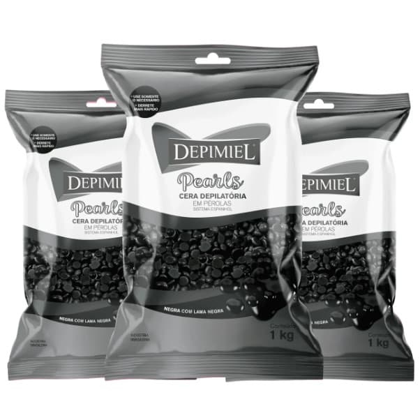 Kit 3 Unidades Cera Negra De 01 Kg - Depimiel Em Pérolas