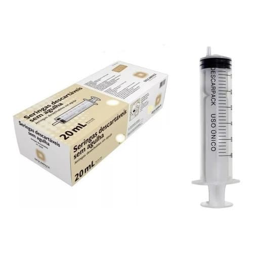 Seringa Descartável Bico Luer Slip 20ml Cx 50un Descarpack