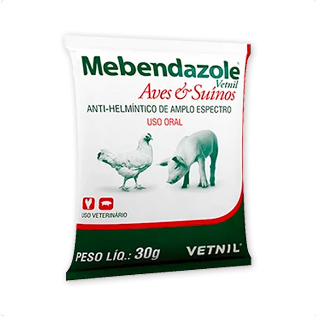 Mebendazole Vetnil Vermífugo para Aves & Suínos - Sachê 30g