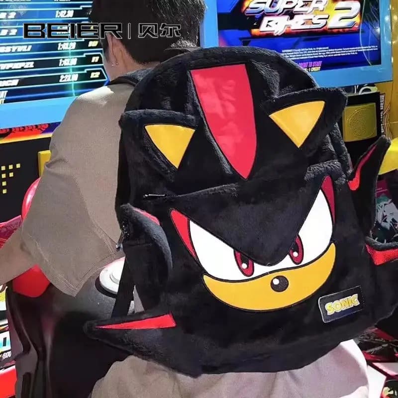 Mochila de desenho animado com tema do jogo de vídeo Bell Dark Sonic The Hedgehog para estudantes femininas, mochila de