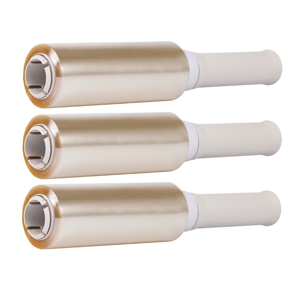 Kit 3 Rolos Fácil 12x70m Multiuso Dispafilm Transparente com Cabo Rígido Conserva Cozinha Estética