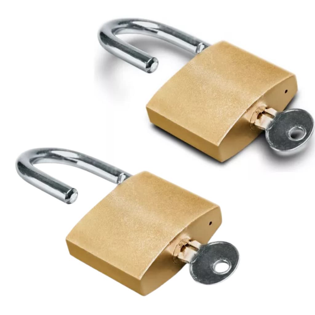 Kit 2 Cadeados 38mm Antifurto Com 3 Chaves Para Janela Mala Armarios