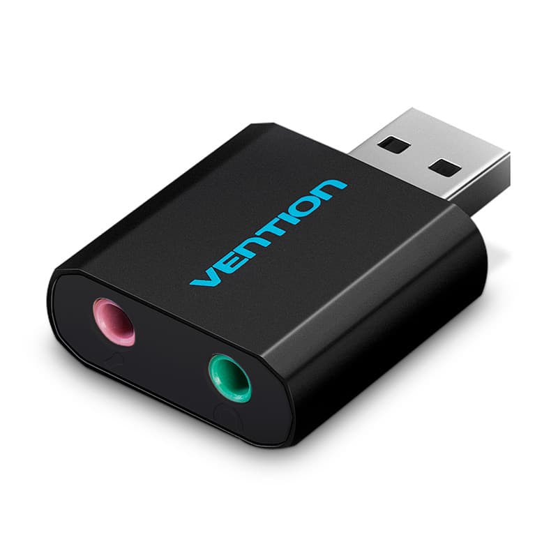 Placa Externa Vention Som Usb - Usb X P2 - Fone E Microfone Cor Preto