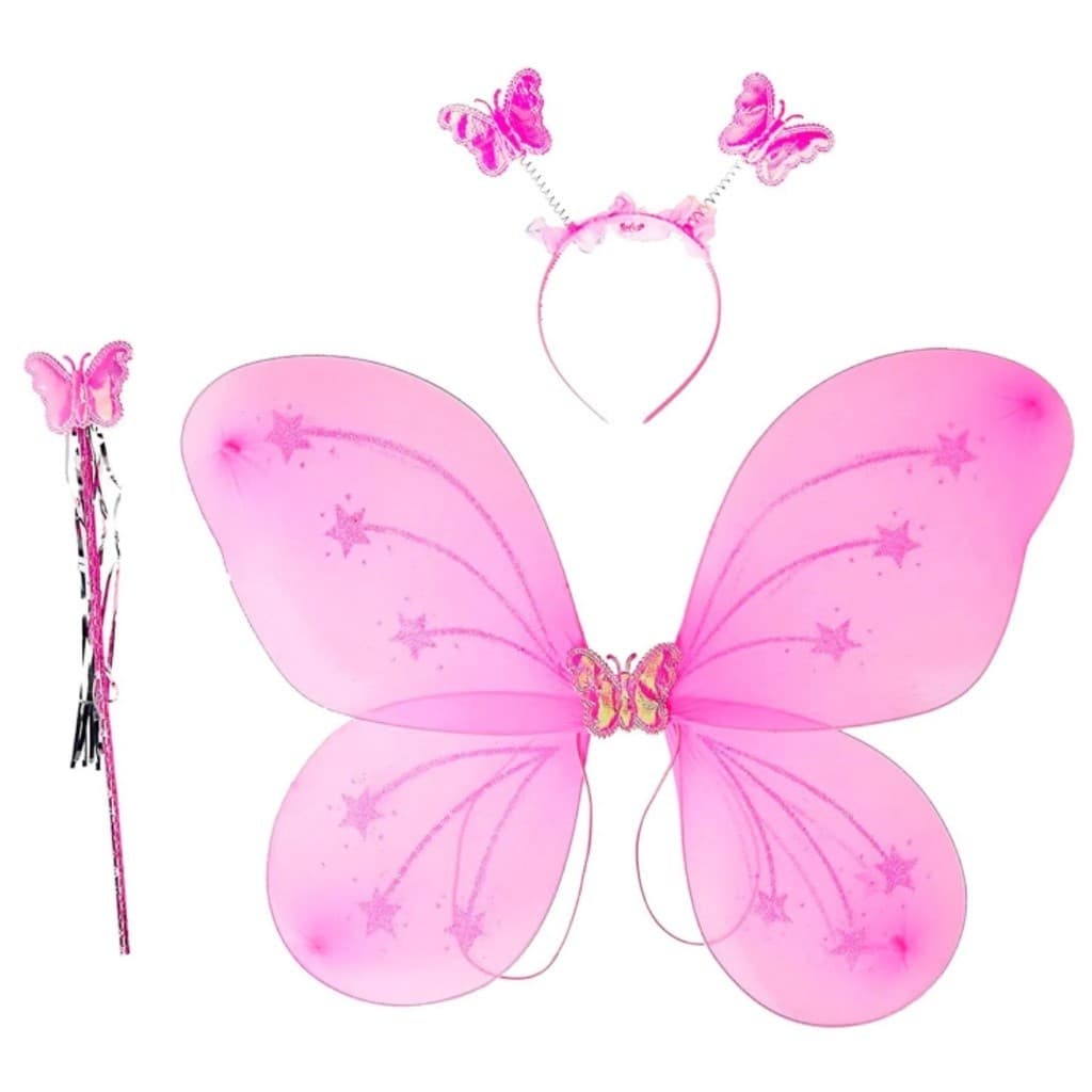Kit Asa De Borboleta Fantasia Infantil Fada com Tiara e Varinha