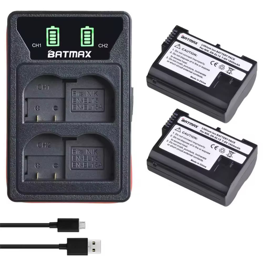 Kit 2 Bateria En-el15 Com Carregador Duplo