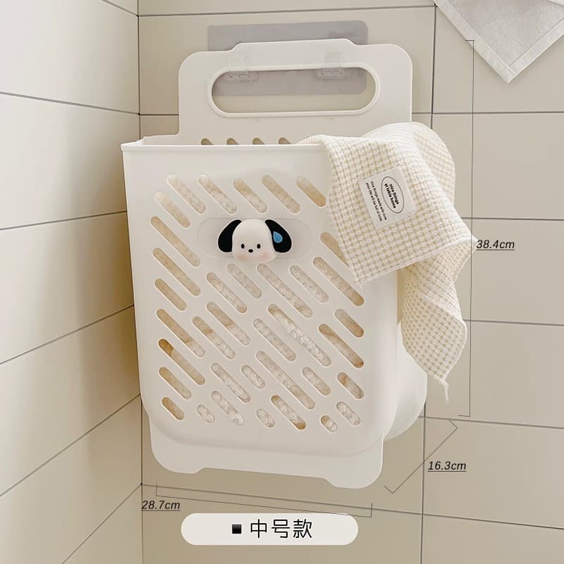 Cesto Organizador Roupas Sujo  tamanho G Multiuso Grande COM GANCHOS Dobrável De Parede Plástico Cesta