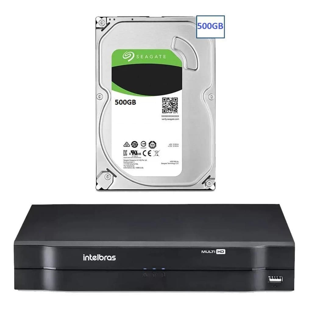 Dvr gravador INTELBRAS 4 canais Full hd + hd 500GB