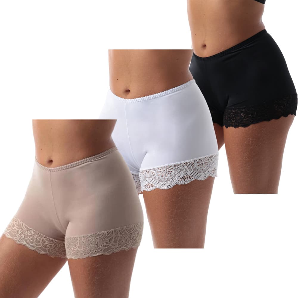 Kit 3 Short Íntimo Curto Anágua Segunda Pele Com Renda Usar Debaixo Do Vestido Sem Marcar Shortinho