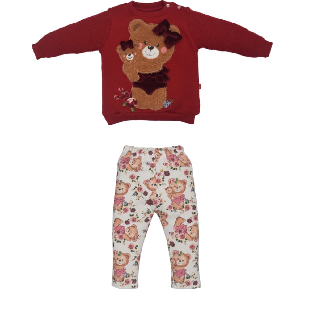 Conjunto Bebê Menina Longo Vermelho Inverno Beatriz Ursinha