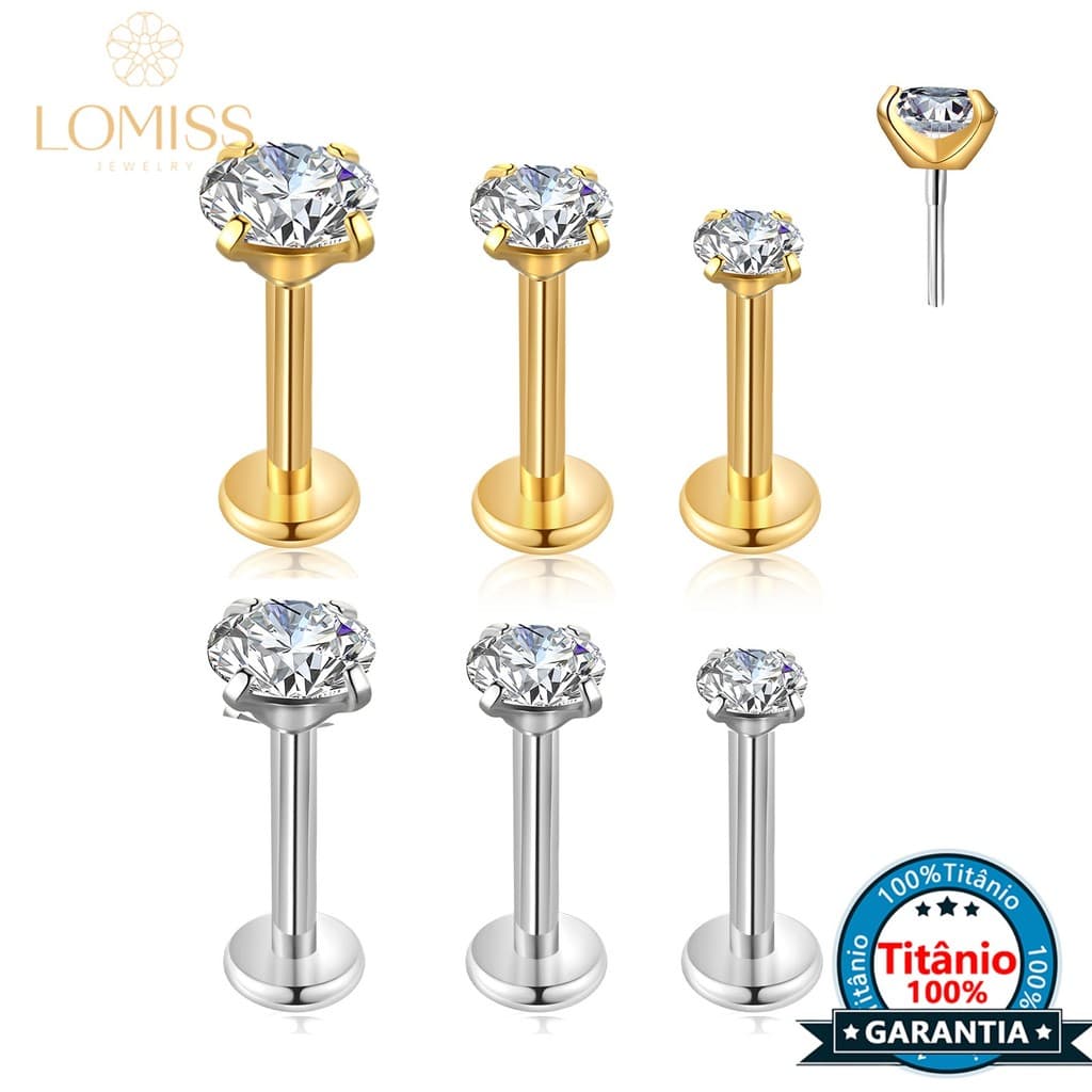 Piercing Labret Push Pin Titânio Conch Tragus Nariz Helix Corrente Nariz Australiano Tragus Titanio