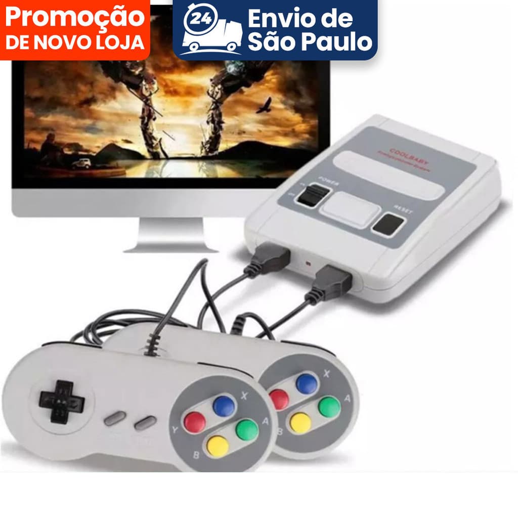 Video Game Classic Super Nintendo Mini SNES Com 2 Controles 8 Bits 620 Jogos Original