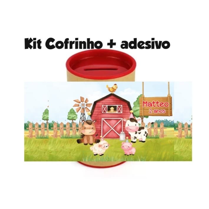 10 Cofrinhos Personalizados Festa Fazendinha Aquarela