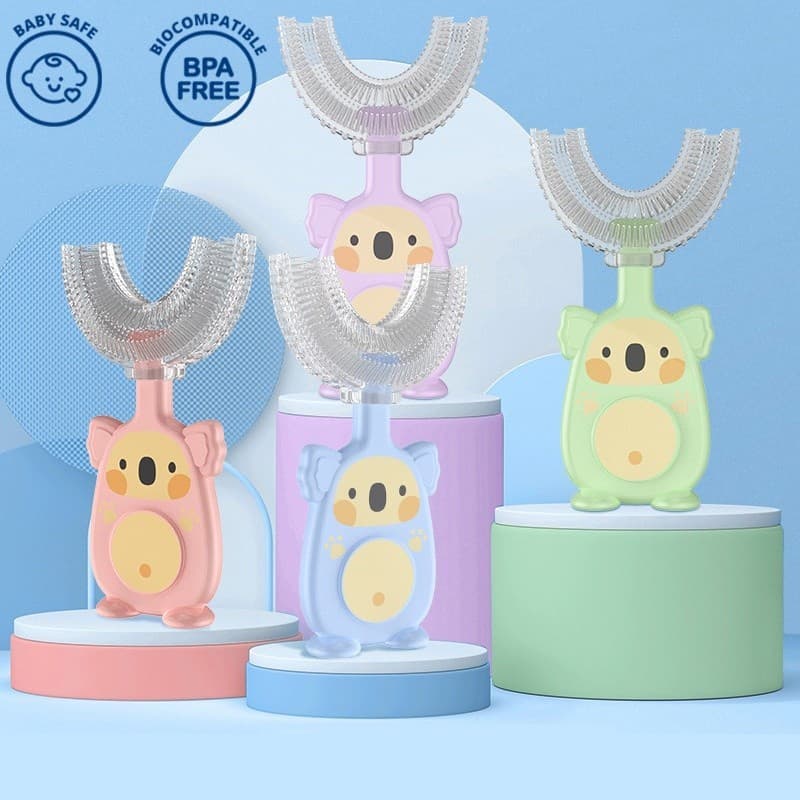 Escova De Dentes Infantil Em Silicone Flexível Forma De U De 360 ​​graus Para Crianças De 2 A 12 Anos/Cuidado Oral