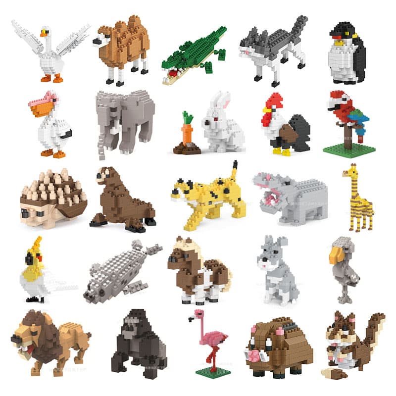 50 tipos ou mais quebra-cabeça montado fazendas de animais/oceano/pássaro modelo ornamentos bloco de construção de partí