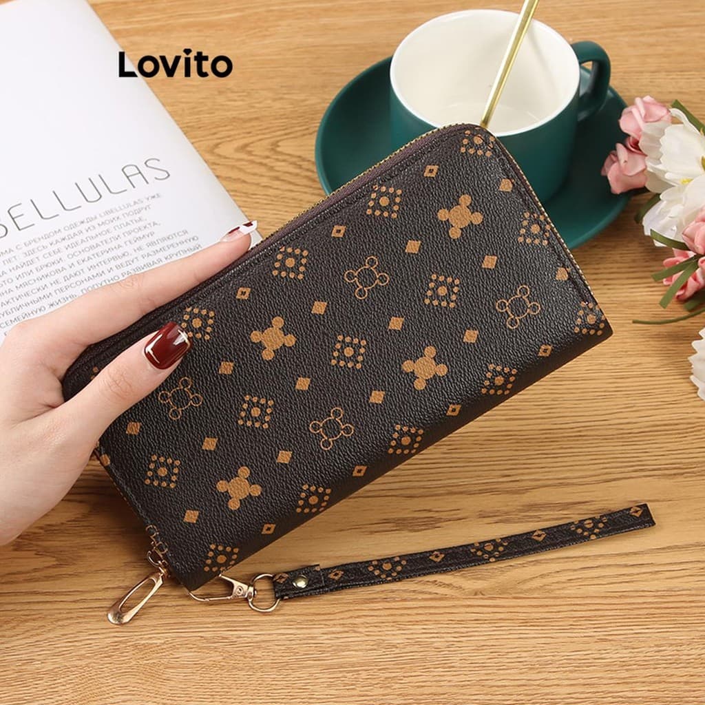 (Trendy) Lovito Carteira Casual geométrica para presbiopia com zíper compacto para mulheres  LFA65063