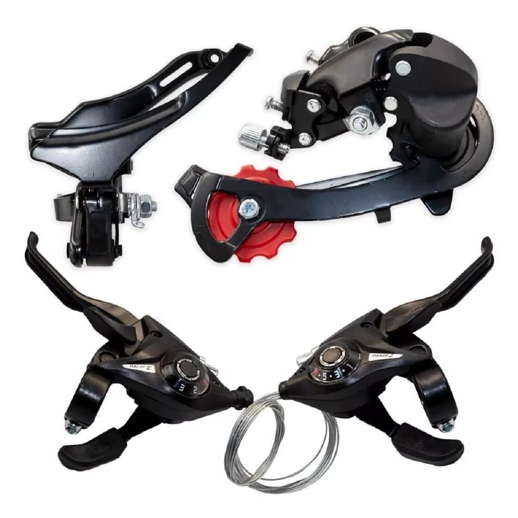 Kit de Transmissao 21 Marchas para Bicicleta Com Passador Alavanca Rapid Fire 21v + Cambio Traseiro + Cambio Dianteiro