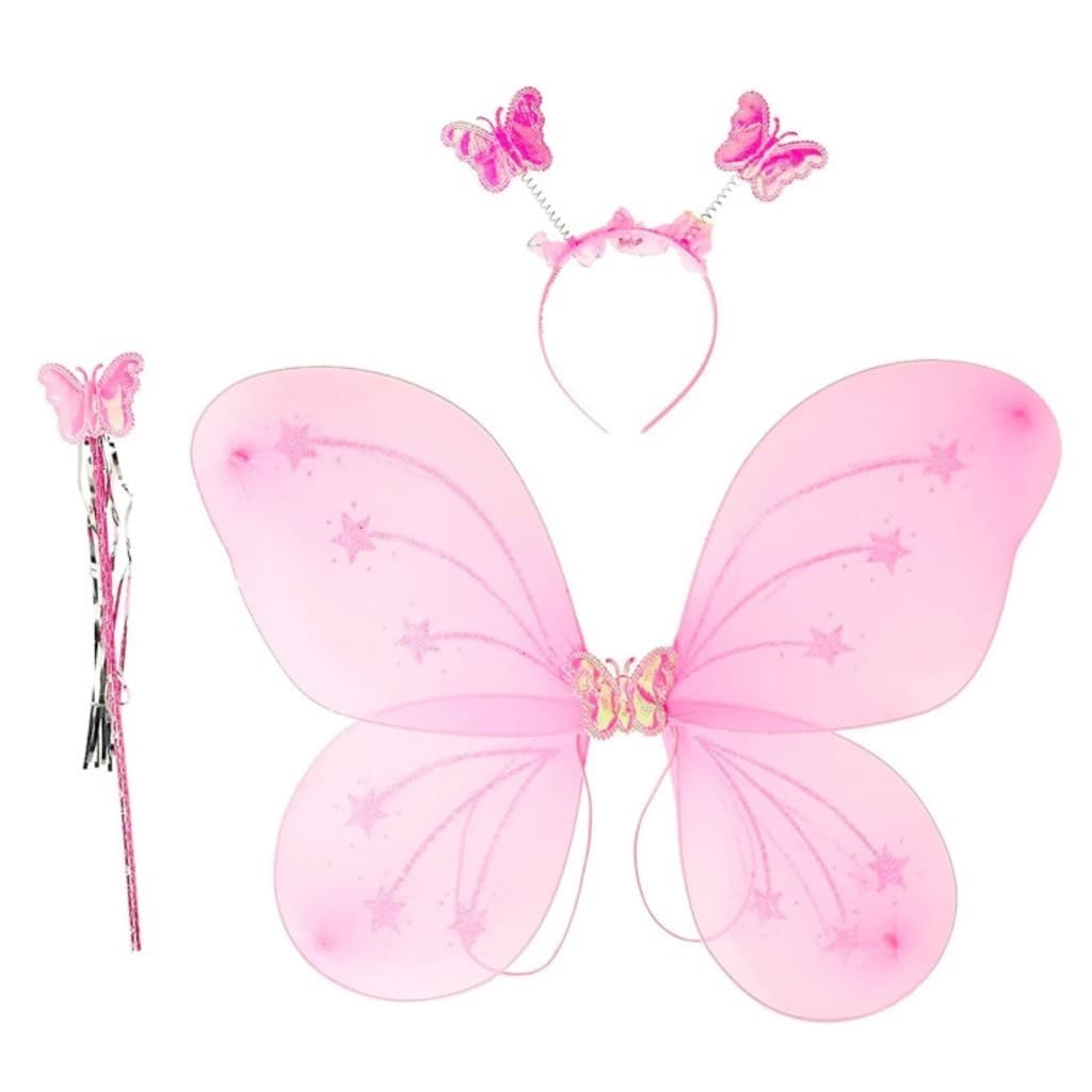 Kit Asa De Borboleta Fantasia Infantil Fada com Tiara e Varinha