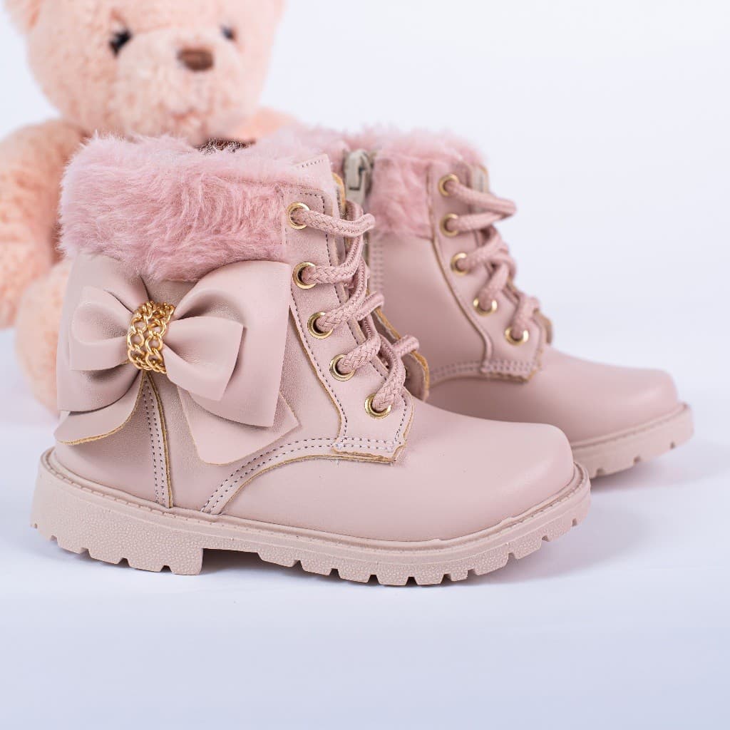 Bota Coturno Feminino Modelo Laço Botinha Menina estilo Blogueirinha Confortável e leve
