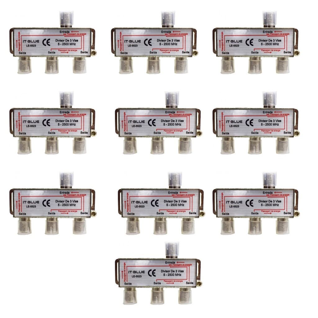 Kit 10 Divisor De Antena 3 Saidas Universal A Cabo Uhf Vhf Digital