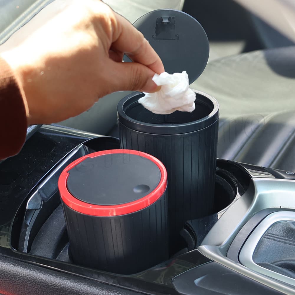 [Featured] Recipiente De Lixo Pequeno-Lixeira Com Tampa-Lata Para Carro-Grande Capacidade , Impermeável , Tipo Prensa-Balde De Armazenamento-Acessórios Interiores