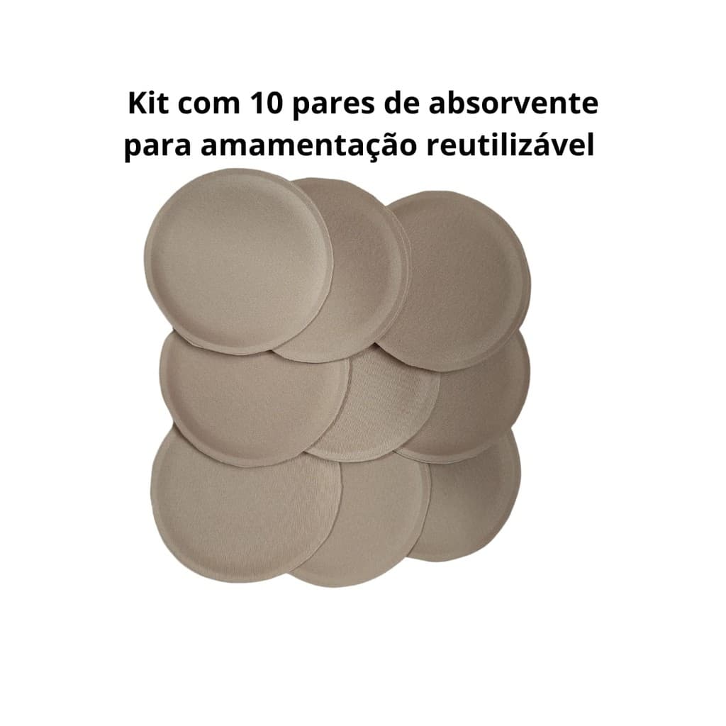 KIT COM 10 ABSORVENTES PARA AMAMENTAÇÃO IMPERMEÁVEL REUTILIZÁVEL PÓS PARTO.