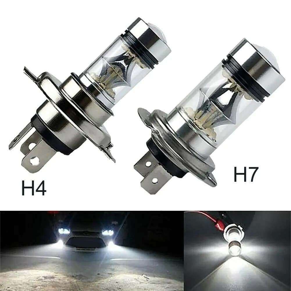 2PCS 100W H4 H7 Super Brilhante 20Smd Led Car De Condução Diurna Lâmpada De Nevoeiro 6000K Automóvel LâmpadasFeixe Alto