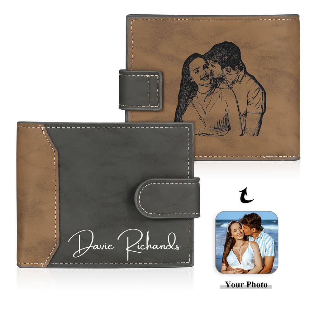 Presentes para Dia dos Pais Carteira Personalizada De Couro Para Homens Com Nome Luxo Aniversário Presente Marido