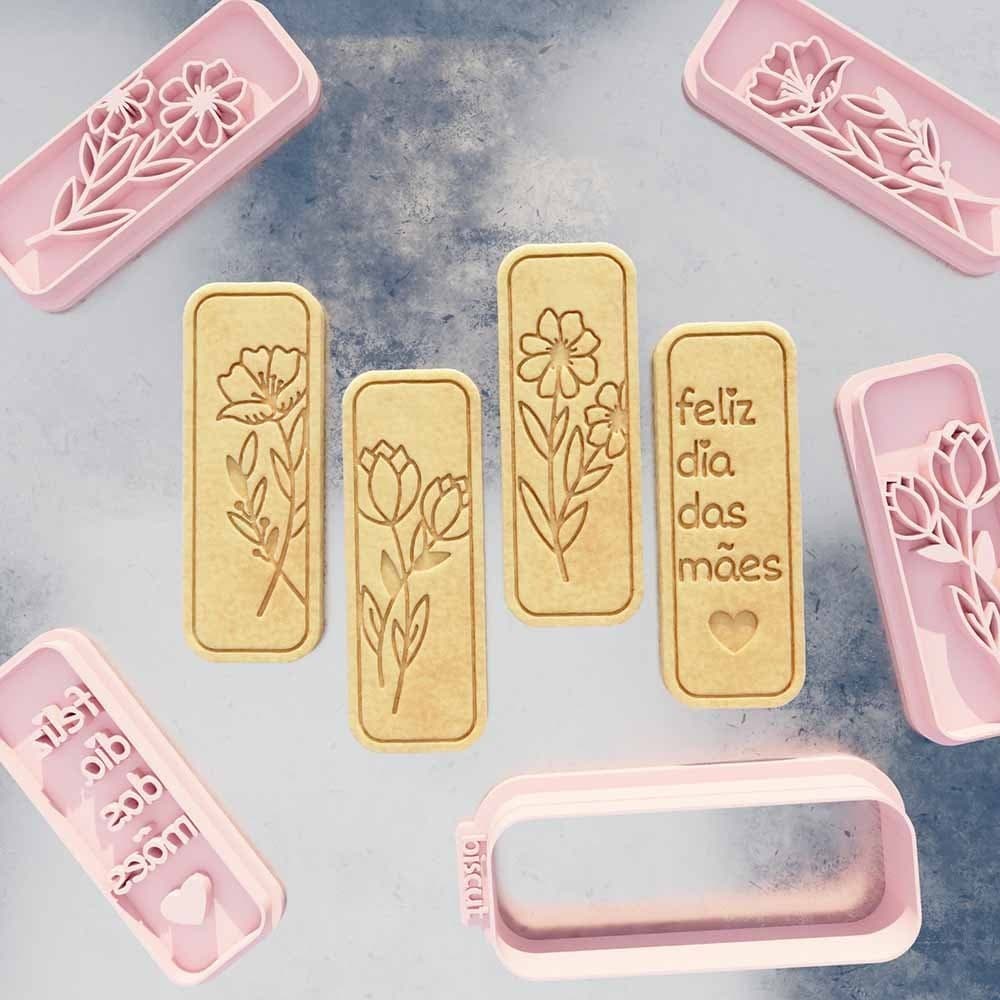 Carimbos + Cortador Flores Feliz dia das Mães