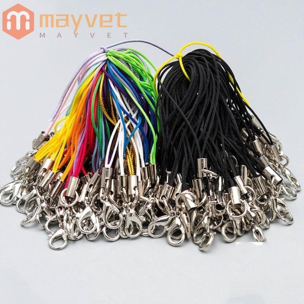 MAYVET 100pcs Materiais Feitos À Mão Peças Para Telefones Celulares Corda Com Chaveiro