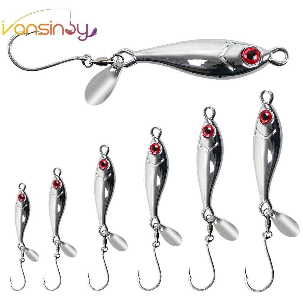 5g-40g iscas artificial micro jig de pesca Metal Tiro Longo Isca Dura Colher De Anzol Artificial Fiação De