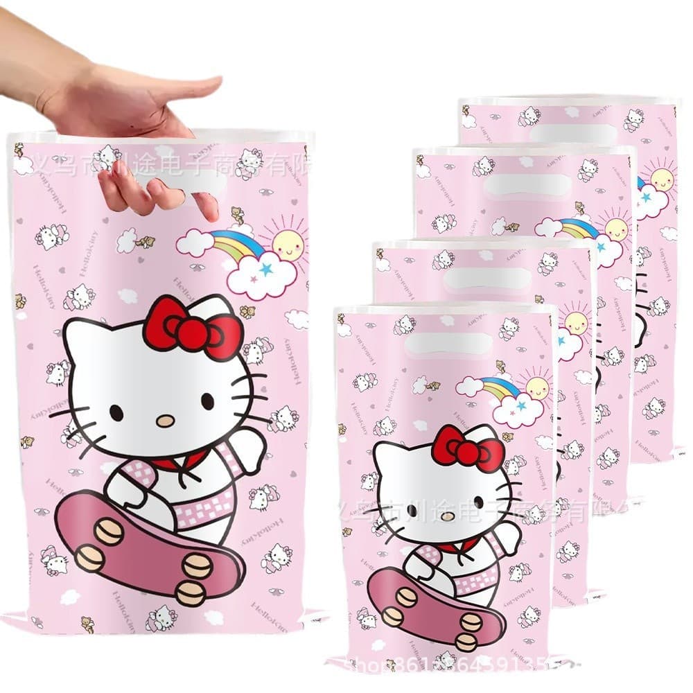 10pcskt Hello Kitty Saco de presente Saco de doces Saco de presente infantil Suprimentos para festa de aniversário