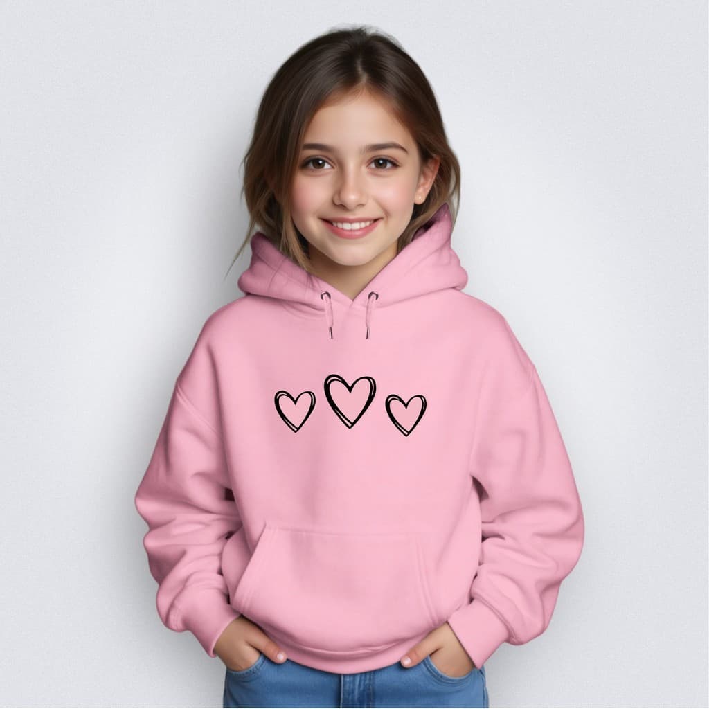 Moletom Casaco Infantil Blusa  Canguru 3 Corações Blusa Infantil Frio