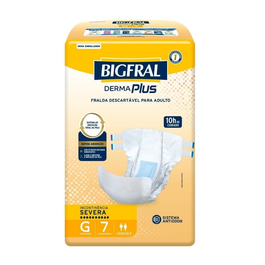Fralda Geriátrica Bigfral Derma Plus G com 7un