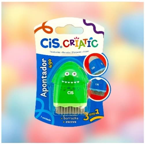 Apontador com Borracha e Vassourinha  Criatic Cis  3 em 1