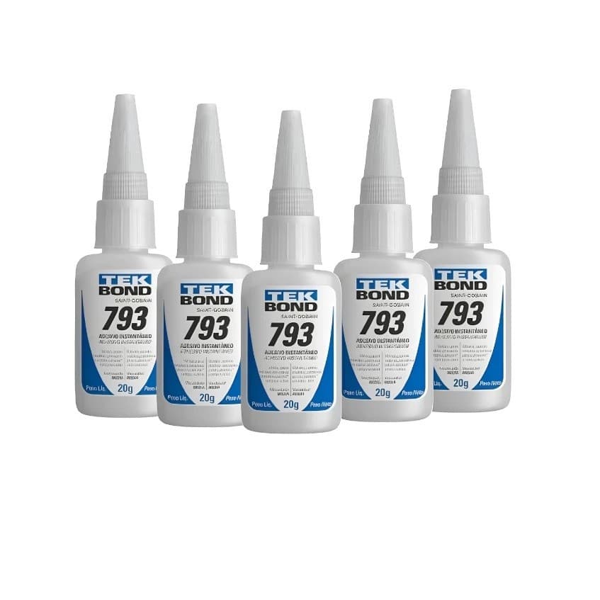 2 Por 19 Cola Instantânea Tek Bond 793 20g / Unha Para Postiça/Fibra e Pedrarias Bico Fino/Fácil Aplicação/Super Forte-E