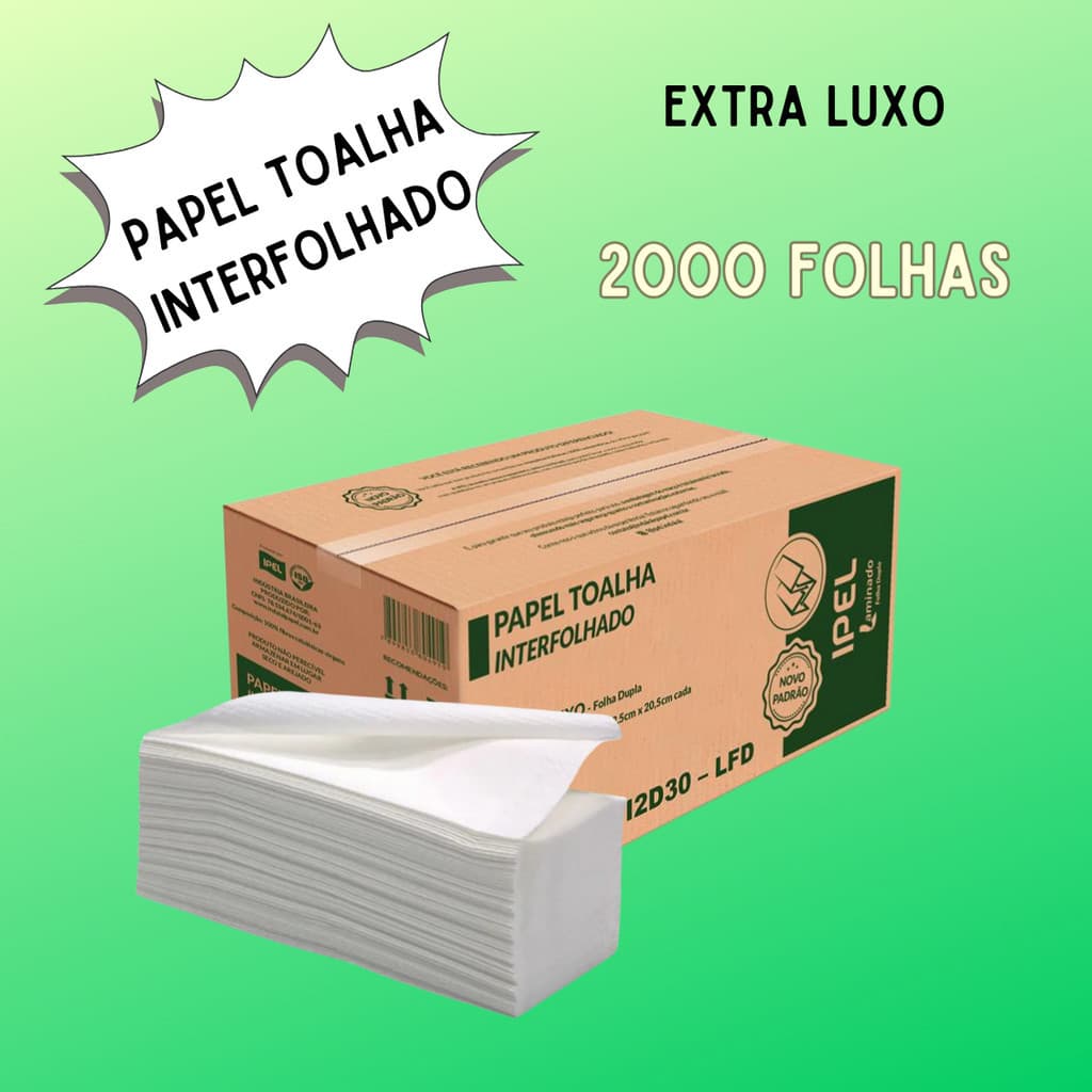 Papel Toalha Interfolha Extra Luxo Folha Dupla C/2000 Ipel - Caixa Fechada