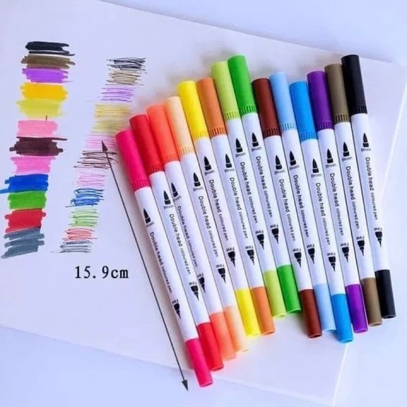 Kit 12 Ou 48 Cores Brush Pen Lettering Ponta Dupla Fina E Pincel /Lettering Canetinha/Colorido Art Marker Set para Esboç