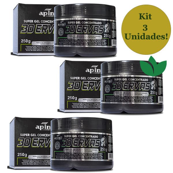 KIT 3 Unidades SUPER GEL Concentrado 30 ERVAS 250g APINIL
