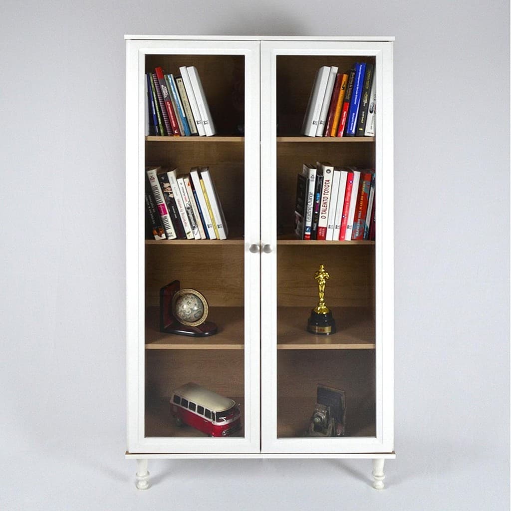 Cristaleira Estante Para Livros Ditália 2 Portas Vidro E-957