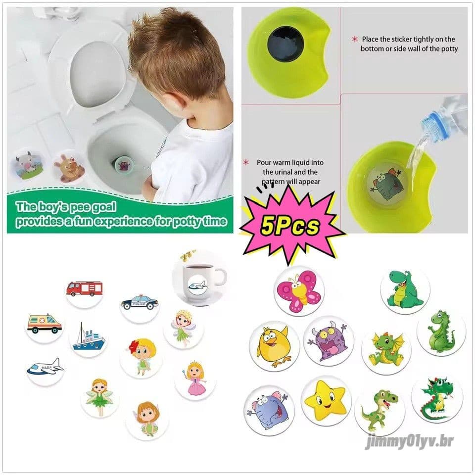 5 Pçs Dos Desenhos Animados Dinossauro Padrão Potty Treinamento Adesivos Alvostickers Toalete Mudança De Cor Xixi Para O