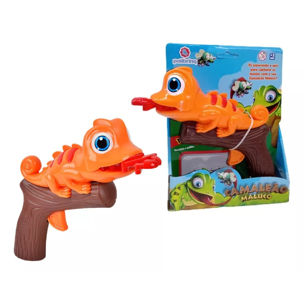 Camaleão Maluco Colorido Com Gatilho Laranja Polibrinq