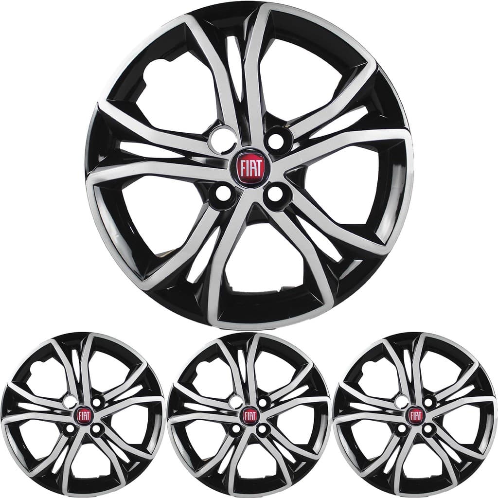 JG 4 Calota Argo 2023 +TODOS Aro 15 Black Piano com Prata Metálico com Emblema