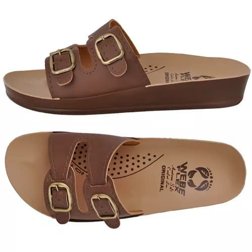Chinelo Ortopédico Feminino Anatômico Birken Webe Flex Marrom Café Macio Leve Confortável 2 Fivelas