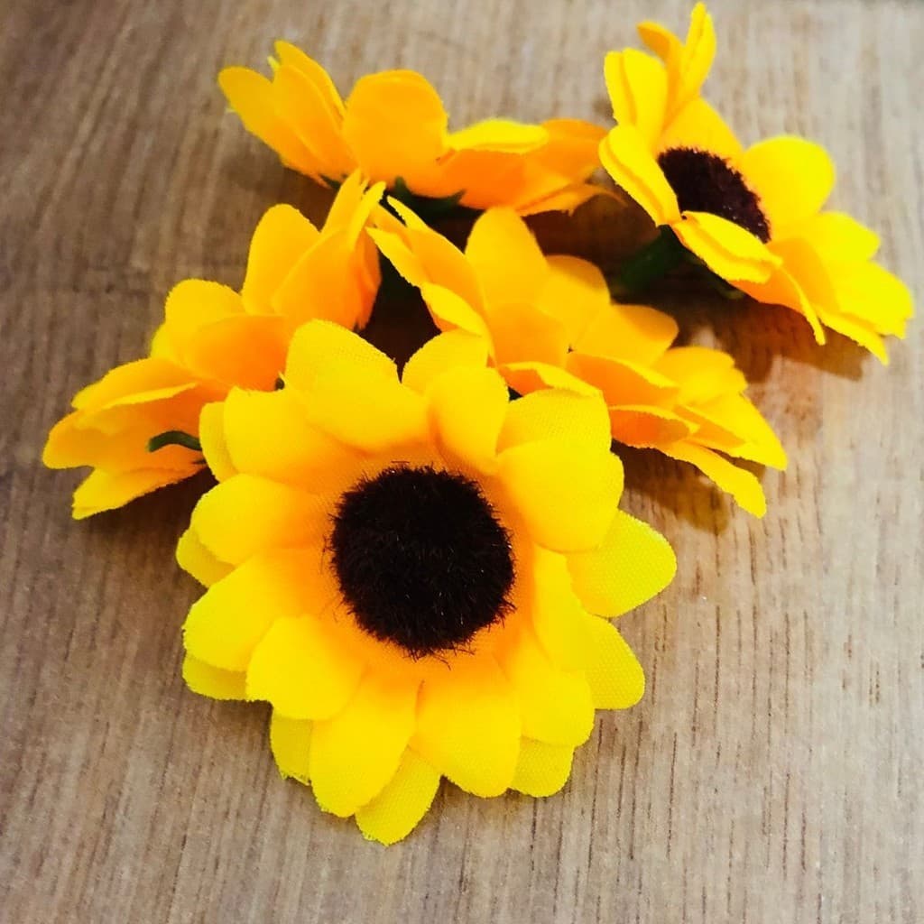 Flor De Mini Girassol Artificial Pacote Com 100 Flores