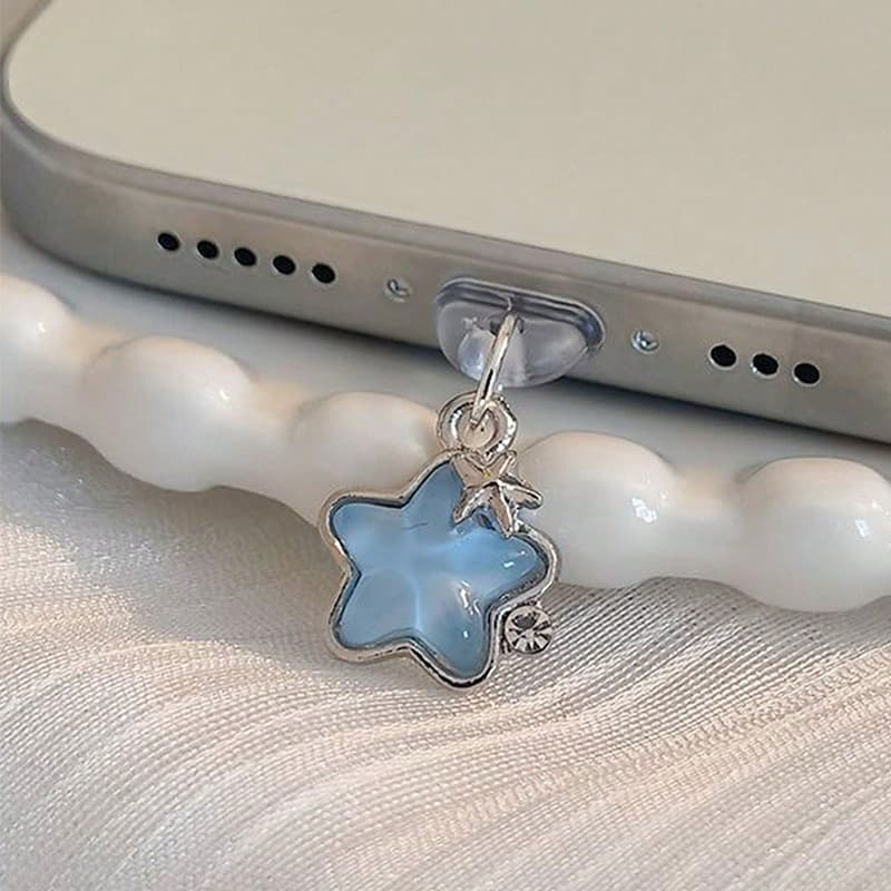 1 Pçs Bonito Diamante Estrela Telefone Poeira Plug Decoração Pendurado Pingente Para iPhone Samsung Tipo-C Porta De Carr